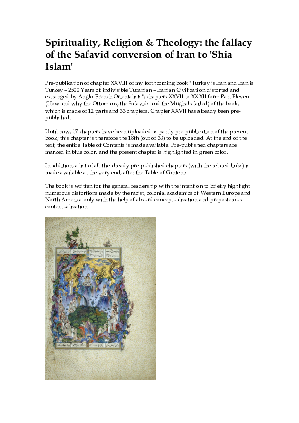 (PDF) Spirituality, Religion & Theology: the fallacy of the Safavid ...