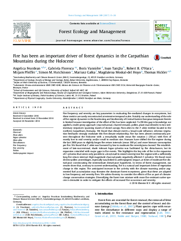(PDF) Fire has been an important driver of forest dynamics in the ...