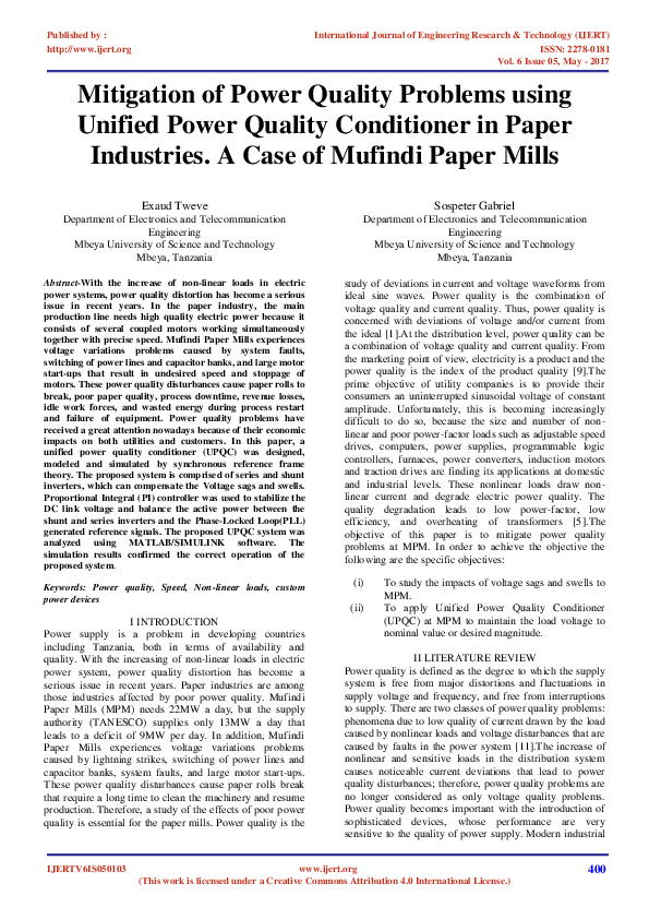 (PDF) Mitigation of Power Quality Problems using Unified Power Quality ...