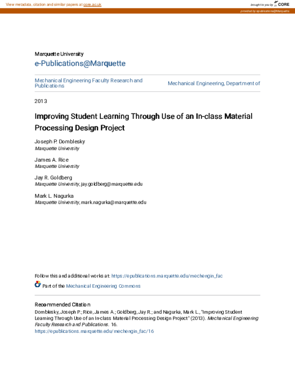 (PDF) Improving Student Learning Through Use of an In-class Material ...