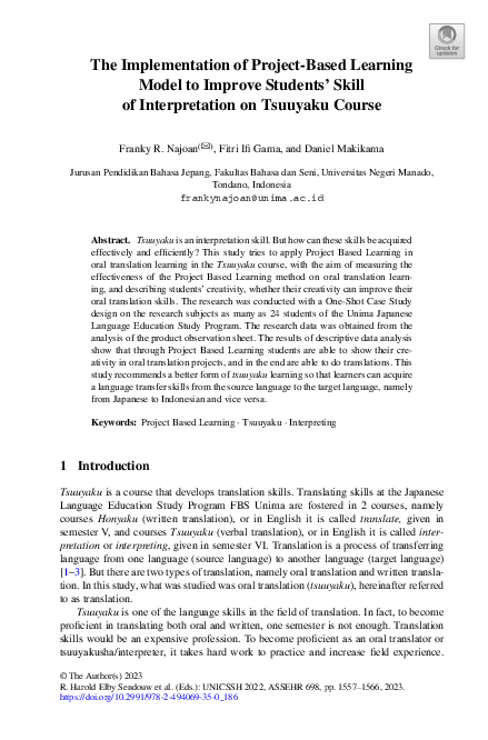 (PDF) The Implementation of Project-Based Learning Model to Improve ...