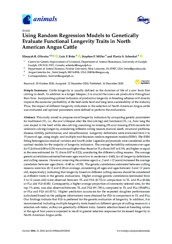 (PDF) Using Random Regression Models to Genetically Evaluate Functional ...