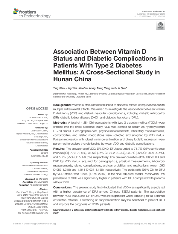 (PDF) Association Between Vitamin D Status and Diabetic Complications ...
