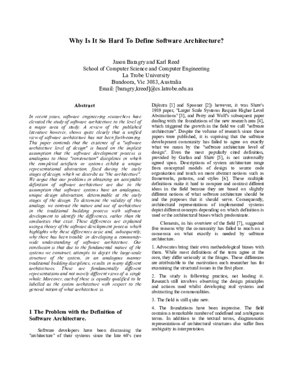 (PDF) Why is it so hard to define software architecture?