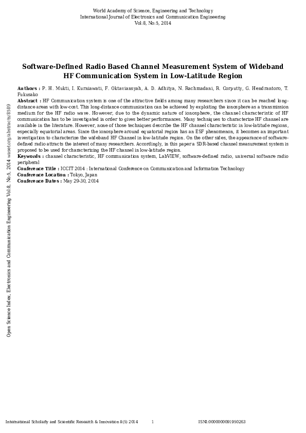 (PDF) Software-Defined Radio Based Channel Measurement System of ...