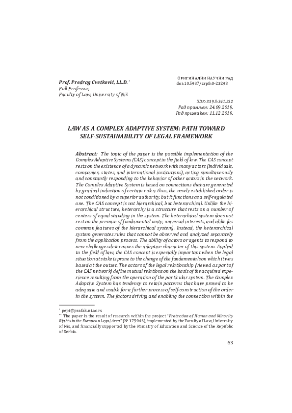 (PDF) Law as a complex adaptive system: Path toward self-sustainability ...