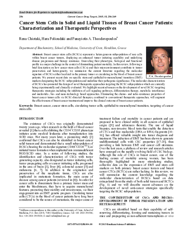 (PDF) Cancer Stem Cells in Solid and Liquid Tissues of Breast Cancer ...