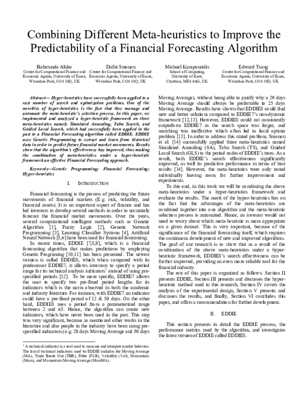 (PDF) Combining different meta-heuristics to improve the predictability ...