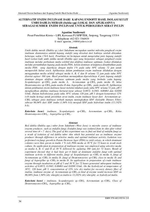 (PDF) ALTERNATIF ENZIM INULINASE DARI KAPANG ENDOFIT HASIL ISOLASI ...