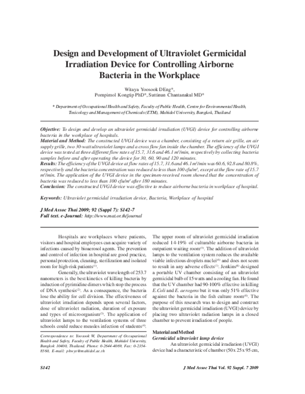 (PDF) Design and development of ultraviolet germicidal irradiation ...