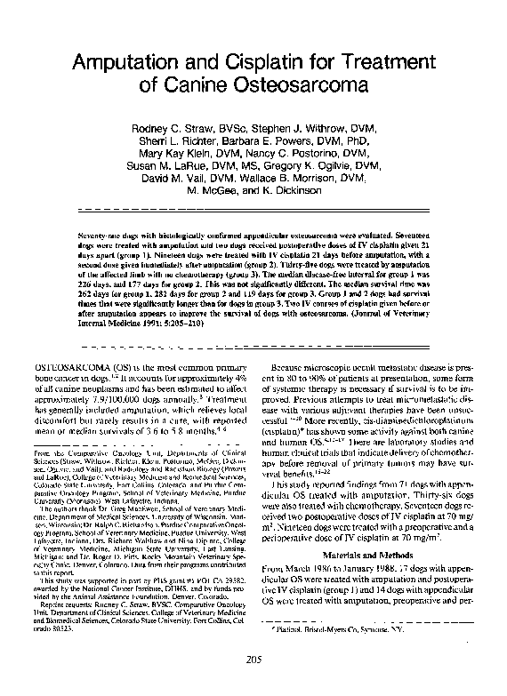 Picture Idea: Pdf Amputation And Cisplatin For Treatment Of Canine Osteosarcoma