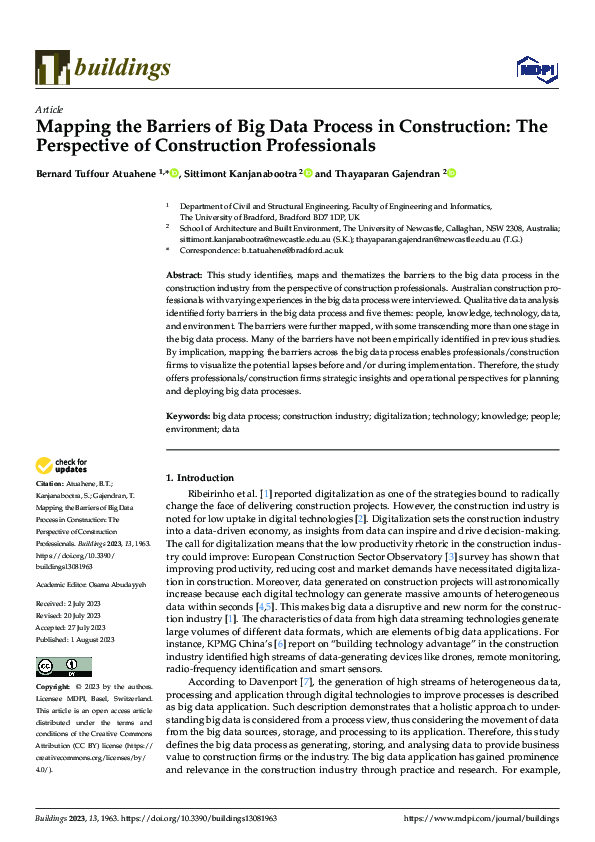 (PDF) Mapping the Barriers of Big Data Process in Construction: The ...