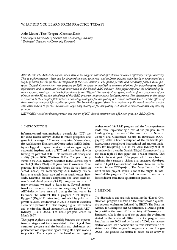 (PDF) What did you learn from practice today?