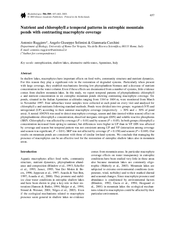 (PDF) Nutrient and chlorophyll a temporal patterns in eutrophic ...