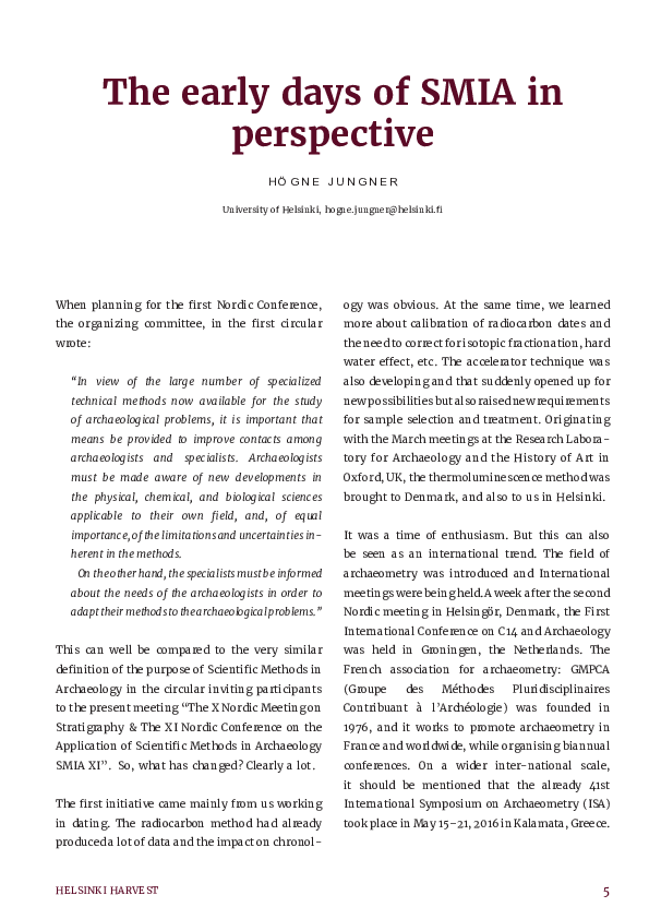 (PDF) The early days of SMIA in perspective