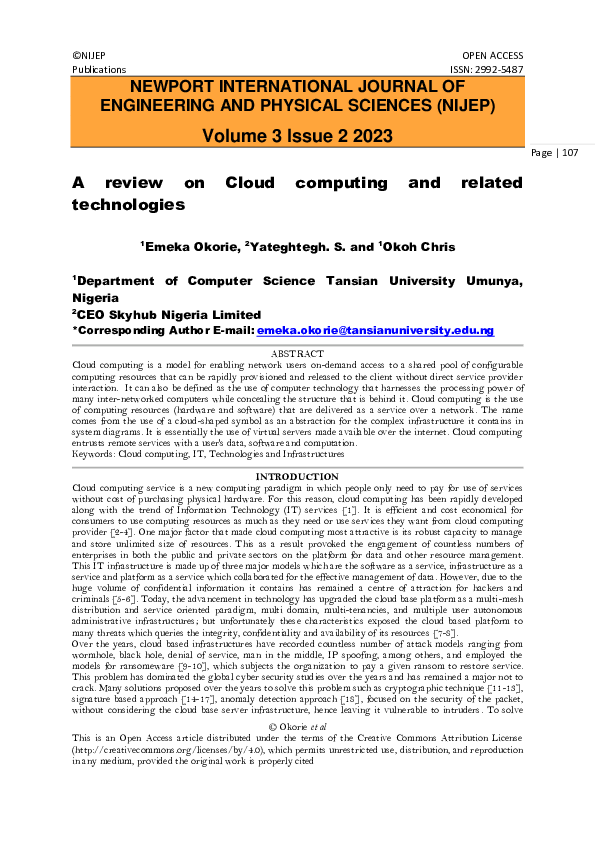 (PDF) A review on Cloud computing and related technologies