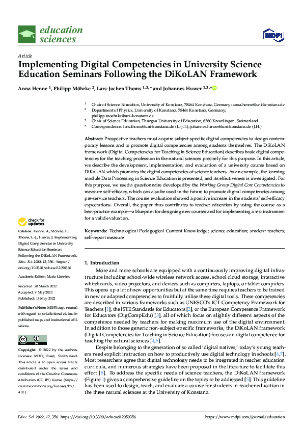 (PDF) Implementing Digital Competencies in University Science Education ...