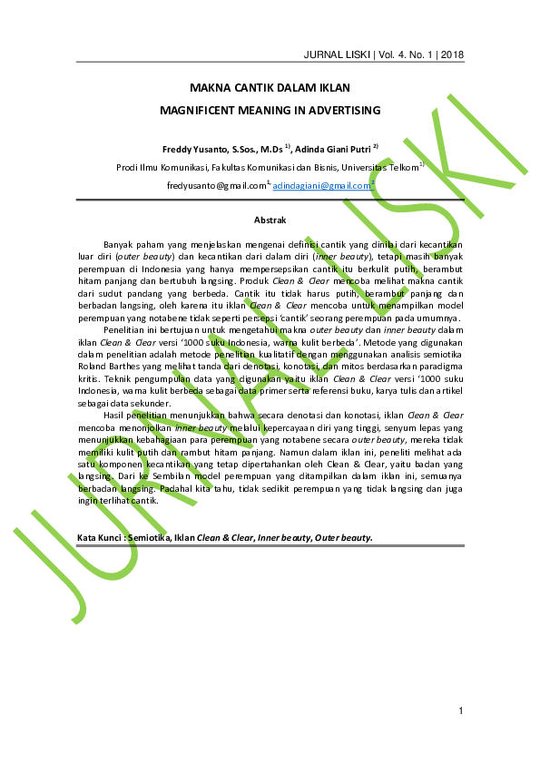 Makna Cantik Dalam Iklan Magnificent Meaning in Advertising
