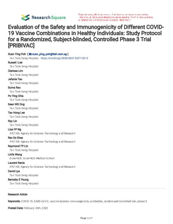 (PDF) Evaluation of the Safety and Immunogenicity of Different COVID-19 ...