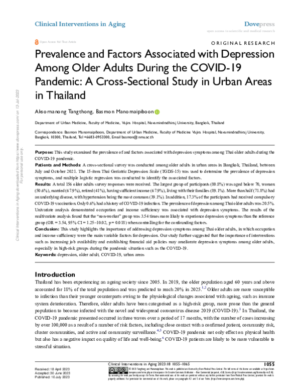 (PDF) Prevalence and Factors Associated with Depression Among Older ...