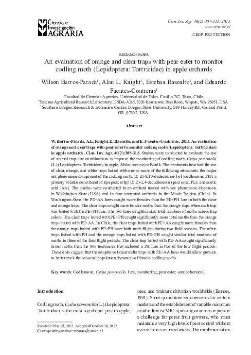 (PDF) An evaluation of orange and clear traps with pear ester to ...