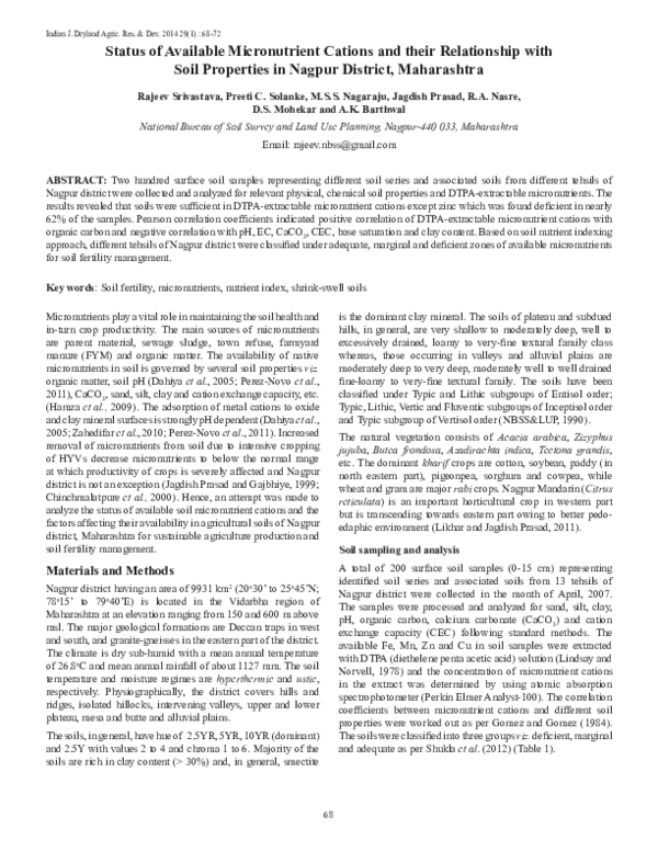 (PDF) Status of Available Micronutrient Cations and their Relationship ...