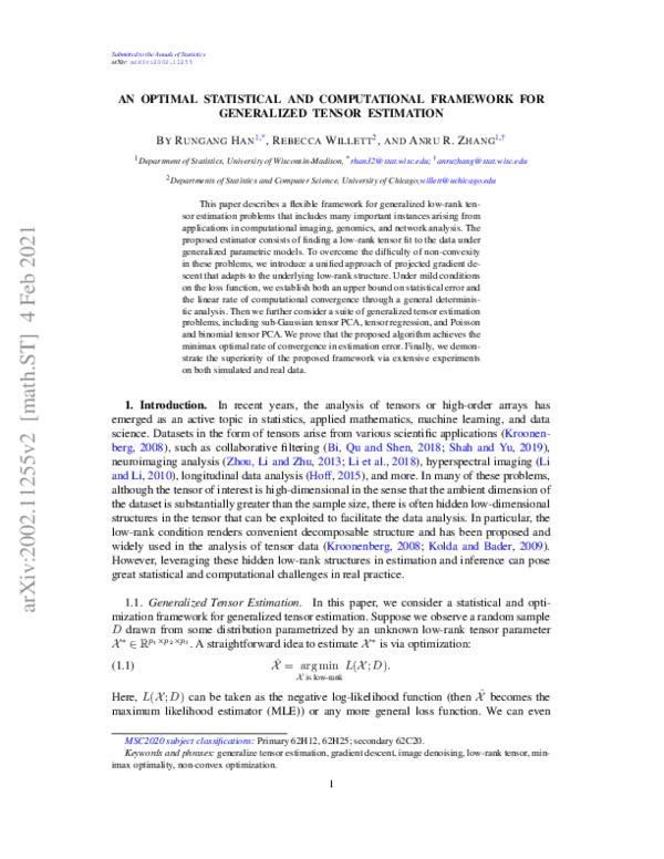 (PDF) An optimal statistical and computational framework for ...