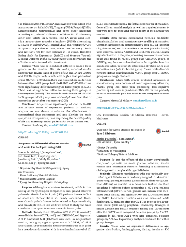 (PDF) Acupuncture differential effect on chronic and acute low back ...