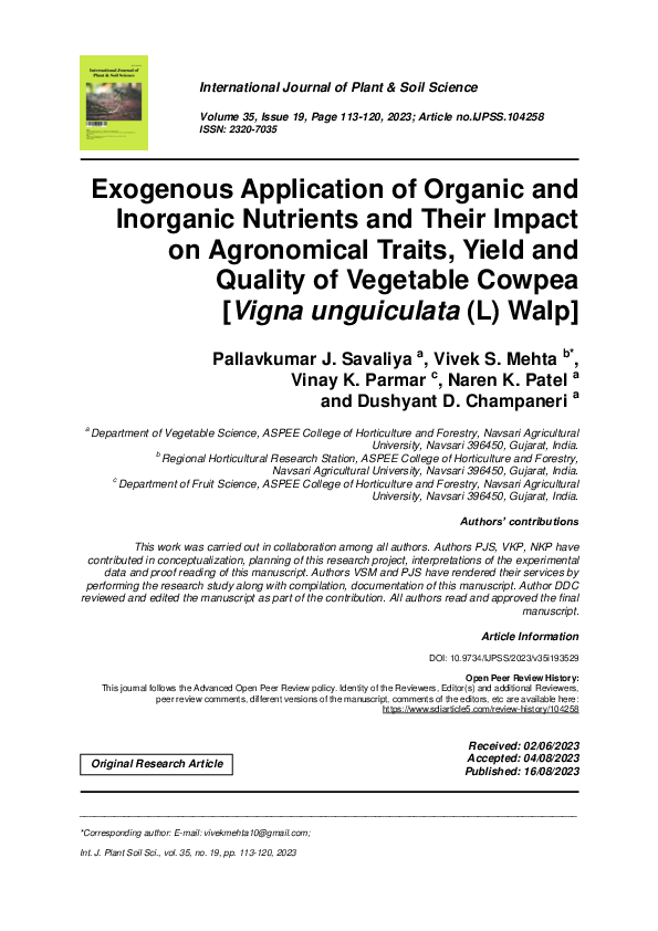 (PDF) Exogenous application of organic and inorganic nutrients and ...