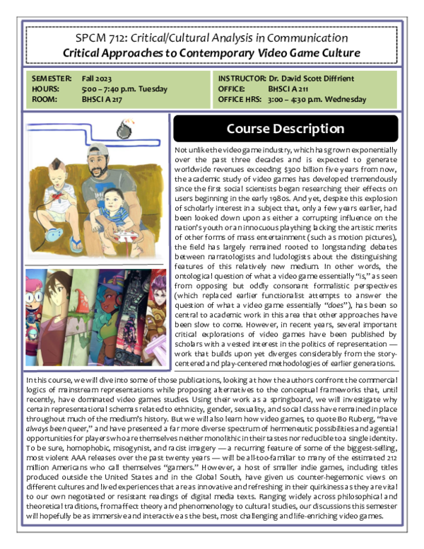(PDF) Critical Approaches to Contemporary Video Game Culture (Fall 2023)