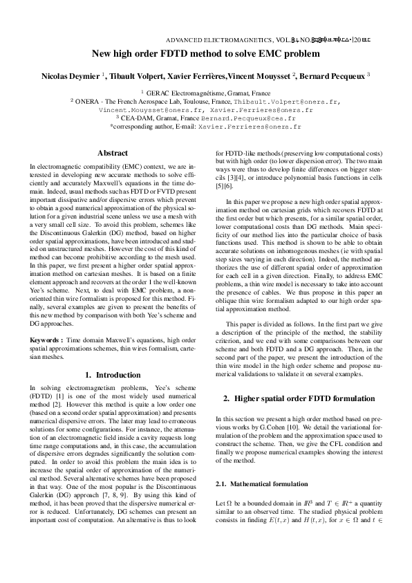 (PDF) New high order FDTD method to solve EMC problems