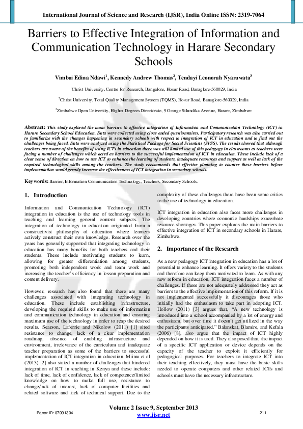 (PDF) Barriers to Effective Integration of Information and ...