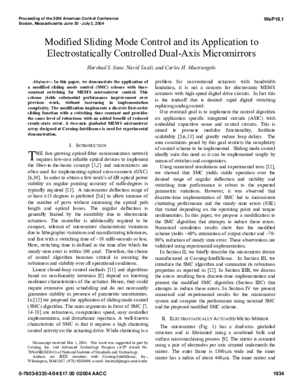 (PDF) Modified sliding mode control and its application to ...