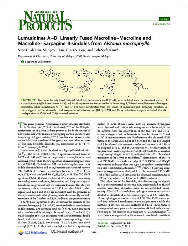 (PDF) Lumutinines A–D, Linearly Fused Macroline–Macroline and Macroline ...