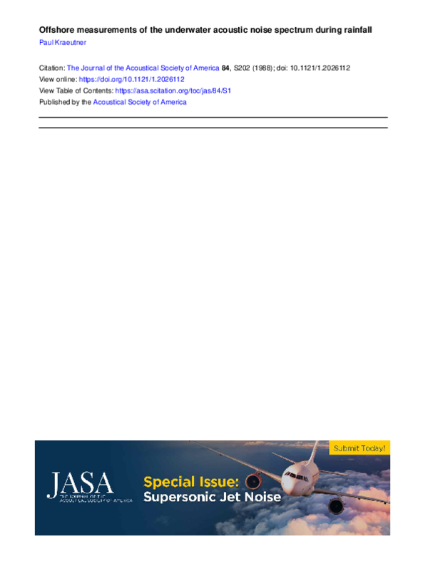 (PDF) Offshore measurements of the underwater acoustic noise spectrum ...