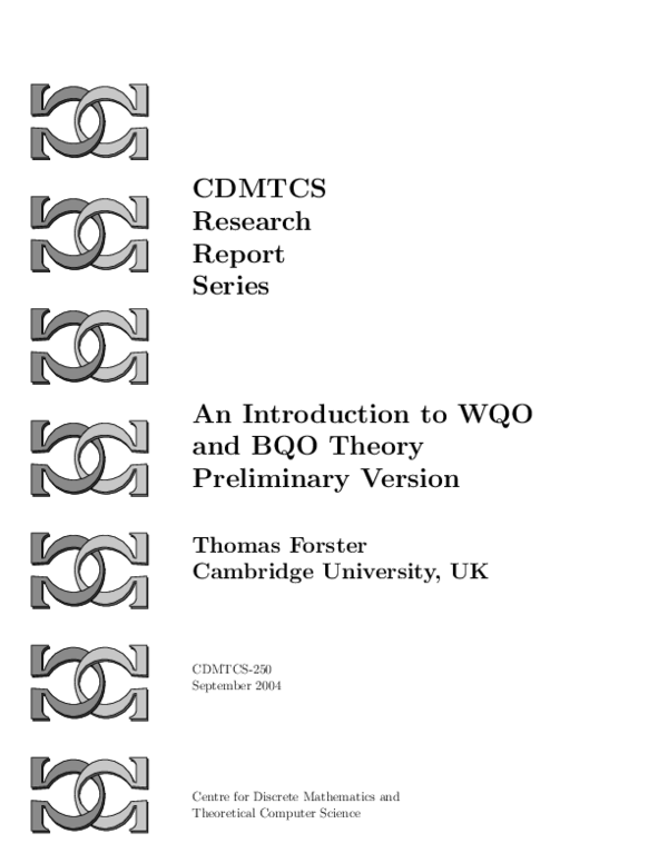 (PDF) An Introduction to WQO and BQO Theory Preliminary Version