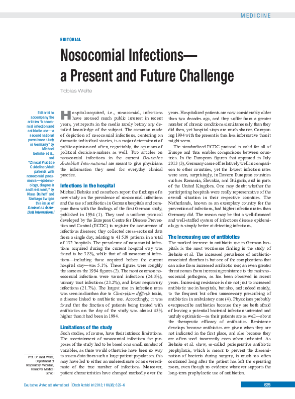 (PDF) Nosocomial infections - a present and future challenge