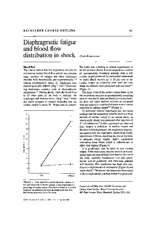 (PDF) Diaphragmatic fatigue and blood flow distribution in shock