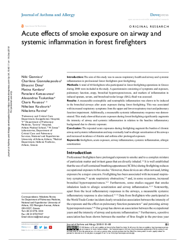 (PDF) Acute effects of smoke exposure on airway and systemic ...