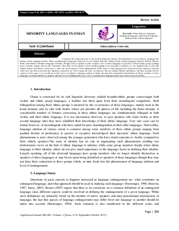 (PDF) Minority Languages in Oman