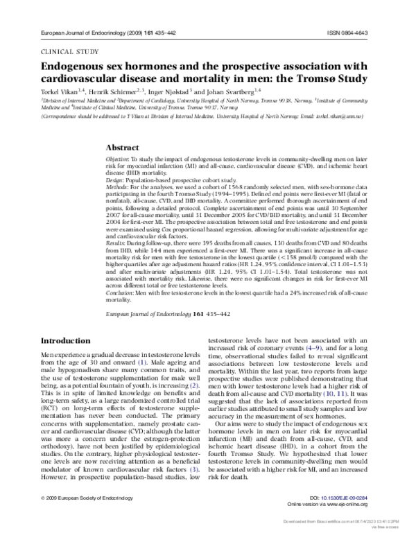 (PDF) Endogenous sex hormones and the prospective association with ...