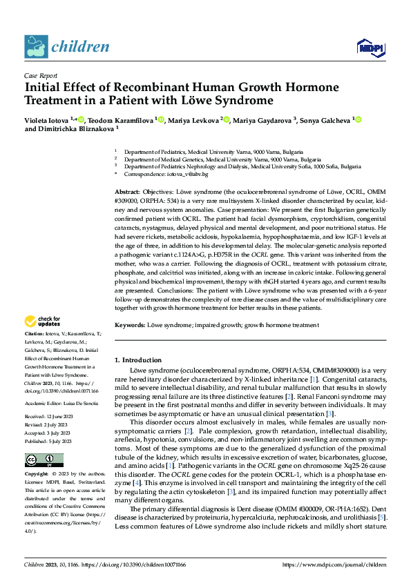 (PDF) Initial Effect of Recombinant Human Growth Hormone Treatment in a ...