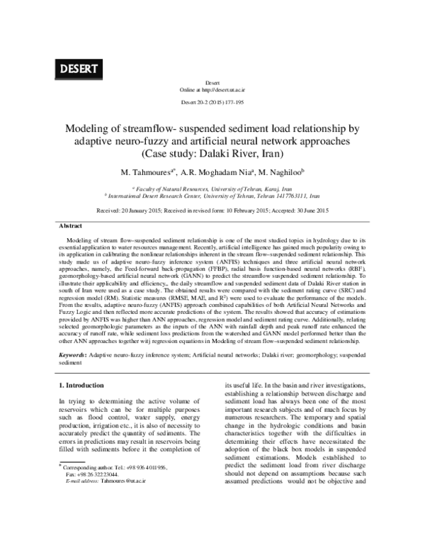 (PDF) Modeling of Streamflow- Suspended Sediment Load Relationship by ...