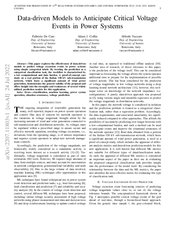 (PDF) Data-driven Models to Anticipate Critical Voltage Events in Power ...