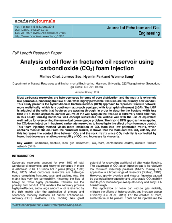 (PDF) Analysis of oil flow in fractured oil reservoir using ...
