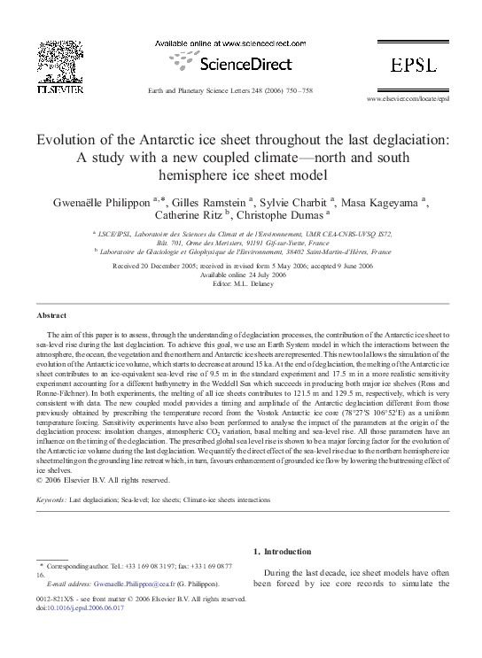 (PDF) Evolution of the Antarctic ice sheet throughout the last ...