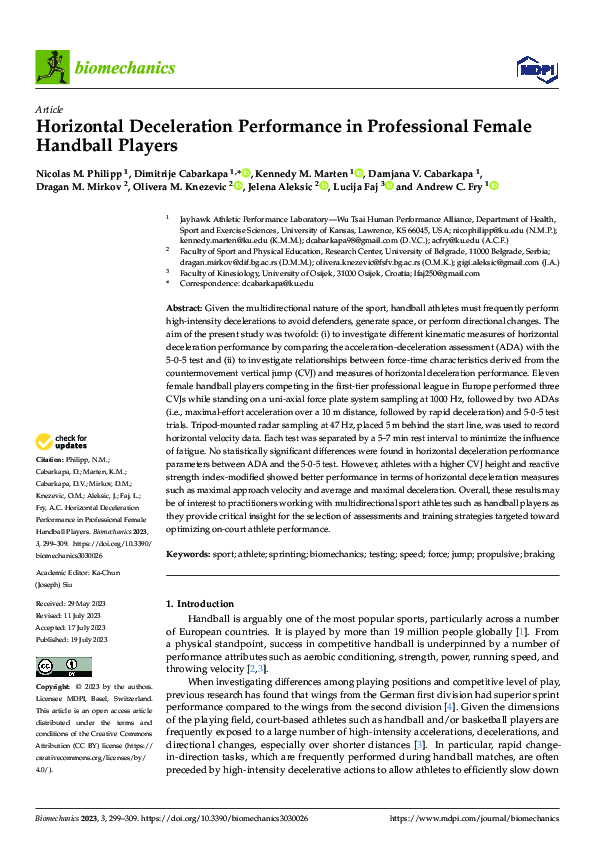 (PDF) Horizontal Deceleration Performance in Professional Female ...