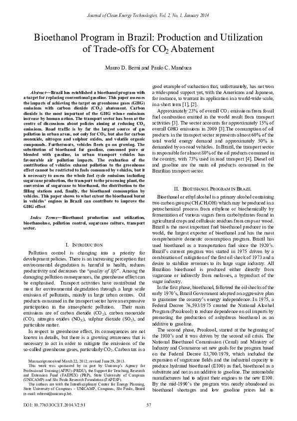 (PDF) Bioethanol Program in Brazil: Production and Utilization of Trade ...