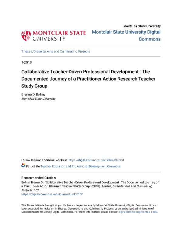 (PDF) Collaborative Teacher-Driven Professional Development : The ...