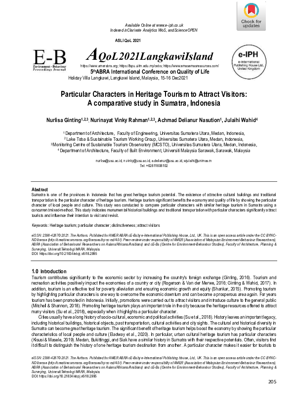 (PDF) Particular Characters in Heritage Tourism to Attract Visitors: A ...